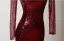 Sparkly Sexy Burgundy Sequins Rhinestone Evening Dresses 2026 Trumpet / Mermaid High Neck Long Sleeve Floor-Length / Long Formal Dresses