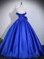 Vintage / Retro Royal Blue Bow Prom Dresses 2026 Ball Gown Strapless Sleeveless Backless Floor-Length / Long Formal Dresses