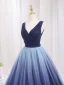 Vintage / Retro Navy Blue Beading Sequins Prom Dresses 2024 Ball Gown V-Neck Sleeveless Backless Floor-Length / Long Prom Formal Dresses