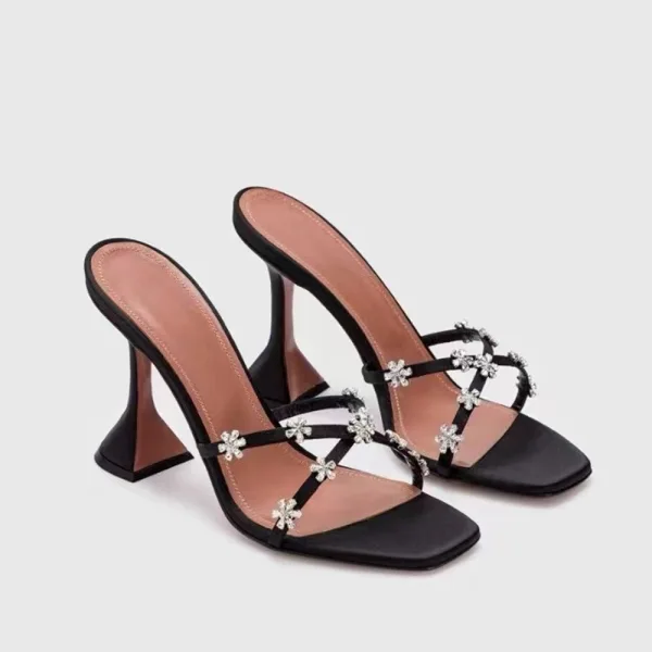 Sexy Lavender Cocktail Party Evening Party Rhinestone Womens Sandals 2023 Satin 9 cm Stiletto Heels Open / Peep Toe Sandals High Heels