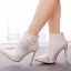 Élégant Blanche Faux Diamant En Dentelle Fleur Mariage Bottes Femme 2025 11 cm Talons Aiguilles À Bout Pointu Chaussure De Mariée