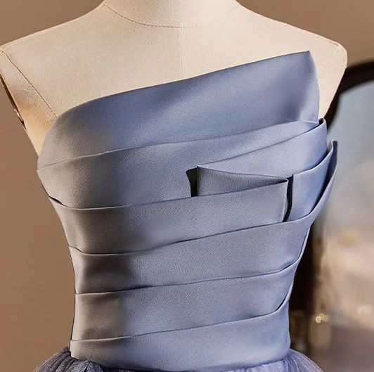 Chic / Beautiful Ocean Blue Appliques Prom Dresses 2024 A-Line / Princess Strapless Sleeveless Backless Floor-Length / Long Prom Formal Dresses