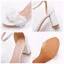 Sexy Weiß Applikationen Knöchelriemen Brautschuhe 2023 7 cm Thick Heels Peeptoes Hochzeit Sandaletten Hochhackige