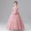 Chic / Beautiful Blushing Pink Beading Sequins Butterfly Appliques Birthday Flower Girl Dresses 2025 Ball Gown V-Neck Sleeveless Floor-Length / Long