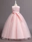 Lovely Blushing Pink Butterfly Appliques Birthday Flower Girl Dresses 2024 Ball Gown Scoop Neck Sleeveless Bow Sash Floor-Length / Long