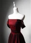 Elegant Burgundy Beading Prom Dresses 2024 A-Line / Princess Strapless Sleeveless Backless Floor-Length / Long Satin Prom Formal Dresses