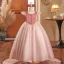 Modest / Simple Blushing Pink Beading Birthday Flower Girl Dresses 2024 Ball Gown Scoop Neck Cap Sleeves Floor-Length / Long Tulle