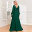Elegant Dark Green Sequins Prom Dresses 2024 A-Line / Princess V-Neck Long Sleeve Backless Floor-Length / Long Prom Formal Dresses