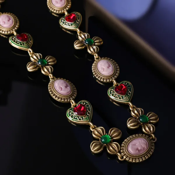Vintage / Retro Medieval Brown Handmade  Heart-shaped Flower Alloy Prom Earrings Necklaces Accessories 2025