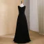 Chic / Beautiful Black Pearl Prom Dresses 2024 A-Line / Princess U-Neck Sleeveless Floor-Length / Long Prom Formal Dresses
