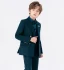 Navy Blue 5-piece Long Sleeve Polyester Boys Wedding Suits 2024 Coat Pants Shirt Tie Vest