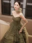 High-end Fashion Clover Green Pleated Evening Dresses 2023 A-Line / Princess Strapless Sleeveless Evening Party Floor-Length / Long Formal Dresses
