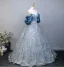 Chic / Belle Bleu Ciel Perlage Paillettes Robe De Bal 2025 Robe Boule Volants De l'épaule Manches Courtes Dos Nu Longue Promo Robe De Ceremonie