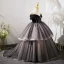Fashion Black Rhinestone Sequins Cascading Ruffles Flower Girl Dresses 2023 Ball Gown Scoop Neck Birthday Short Sleeve Floor-Length / Long