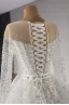 High-end White Handmade  Beading Sequins Wedding Dresses 2024 Trumpet / Mermaid Scoop Neck Long Sleeve Court Train Wedding
