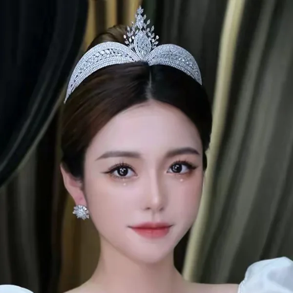 Sparkly Silver Rhinestone Wedding Tiara 2022 Bridal Jewelry Alloy