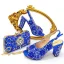 Sparkly Pool Blue Rhinestone Evening Party Clutch Bags Womens Sandals 2023 9 cm Thick Heels Open / Peep Toe Sandals High Heels Clutch Bags