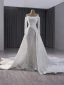 High End Weiß Handgefertigt Perlenstickerei Pailletten Brautkleider / Hochzeitskleider 2024 Meerjungfrau Off Shoulder Lange Ärmel Rückenfreies Kapelle-Schleppe Hochzeit
