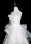 Simple Blanche Robe De Bal 2025 Robe Boule Bustier Sans Manches Dos Nu Longue Promo Robe De Ceremonie