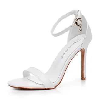 Minimalist White 10 Cm Stiletto Heels Ankle Strap Wedding Shoes 2025 Wedding High Heels Sandals Open Peep Toe Wedding Shoes