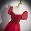 Chic / Belle Bordeaux Perlage Paillettes Robe De Bal 2022 Princesse Encolure Dégagée Manches Courtes Dos Nu Longue Promo Robe De Ceremonie