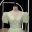 Chic / Beautiful Sage Green Floral Outdoor / Garden Prom Dresses 2023 A-Line / Princess Scoop Neck Short Sleeve Backless Floor-Length / Long Prom Formal Dresses