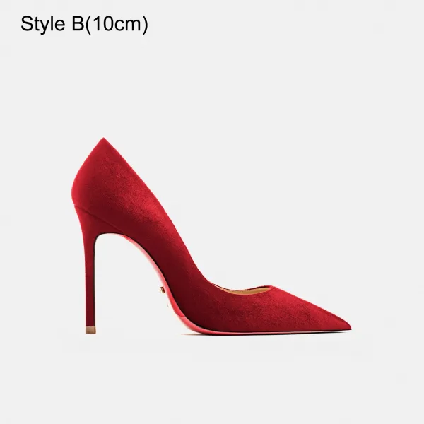 Fashion Black Suede Evening Party Pumps 2023 12 cm Stiletto Heels Pointed Toe Pumps High Heels