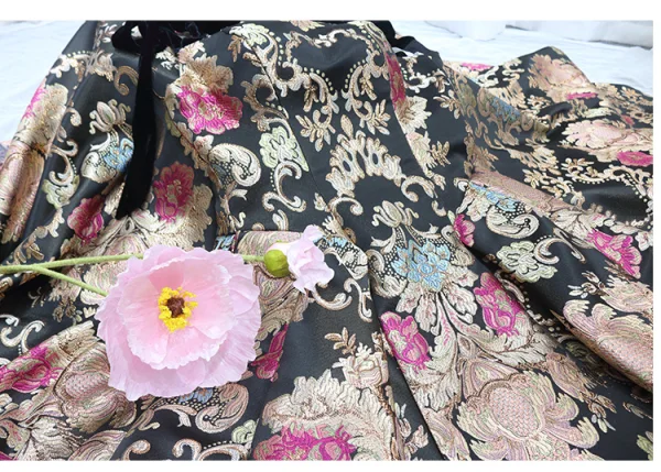 Vintage / Retro Black Printing Satin Prom Dresses 2024 Ball Gown Spaghetti Straps Sleeveless Backless Court Train Prom Formal Dresses