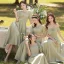 Simple Vert Cendré Satin Robe Demoiselle D'honneur 2022 Princesse Manches Courtes Dos Nu Longue Demoiselle D'honneur