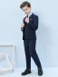 Navy Blue Long Sleeve Boys Wedding Suits 2022 Wedding Coat Pants Shirt Tie Vest