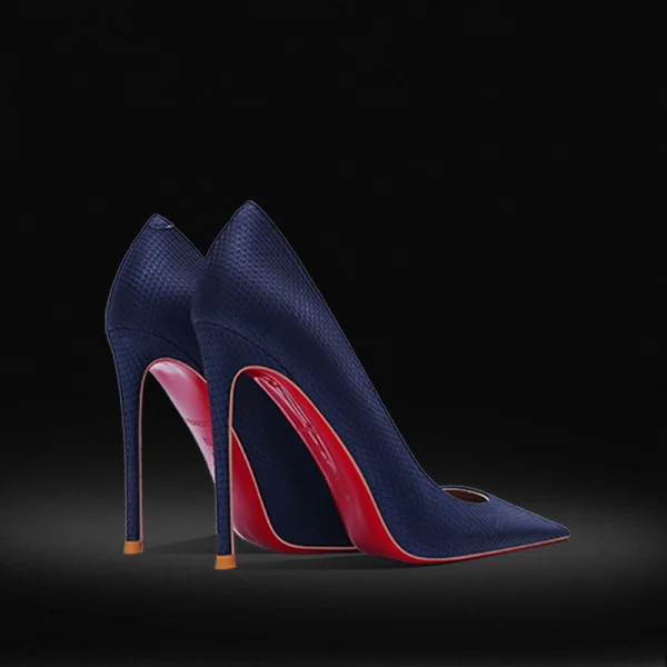 Chic / Beautiful Navy Blue Evening Party Leather Red Sole Pumps 2023 8 cm Stiletto Heels Pointed Toe Pumps High Heels