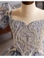 Bling Bling Grey Beading Lace Flower Sequins Birthday Flower Girl Dresses 2024 Ball Gown Scoop Neck Puffy Short Sleeve Backless Floor-Length / Long