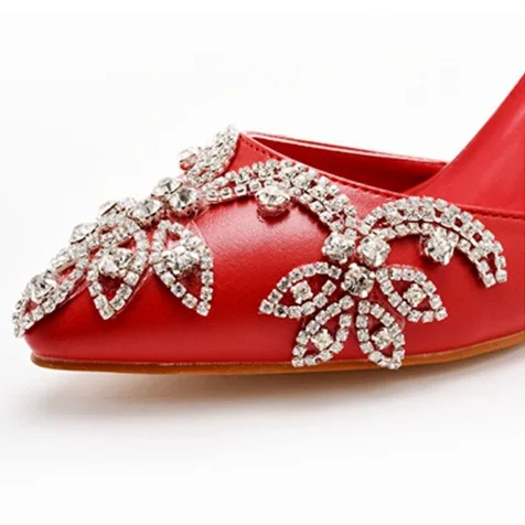 Chic / Beautiful White Rhinestone Wedding Shoes 2023 7 cm Stiletto Heels Pointed Toe Wedding High Heels
