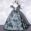 Vintage / Retro Multi-Colors Printing Satin Prom Dresses 2022 Ball Gown Strapless Short Sleeve Backless Floor-Length / Long Formal Dresses