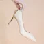Fantastisk Elfenben Läder Rhinestone Paljetter Spets Blomma Brudskor 2022 8 cm Stilettklackar Spetsiga Bröllop Pumps Högklackade