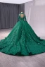 High-end Red Handmade  Beading Pearl Sequins Appliques Prom Dresses 2024 Ball Gown High Neck Long Sleeve Backless Chapel Train Prom Formal Dresses