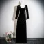Vintage / Retro Royal Blue Velvet Prom Dresses 2026 Trumpet / Mermaid Square Neckline 3/4 Sleeve Backless Floor-Length / Long Formal Dresses