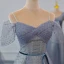 Chic / Beautiful Ocean Blue Glitter Spotted Bridesmaid Dresses 2023 A-Line / Princess Puffy Short Sleeve Backless Floor-Length / Long Bridesmaid