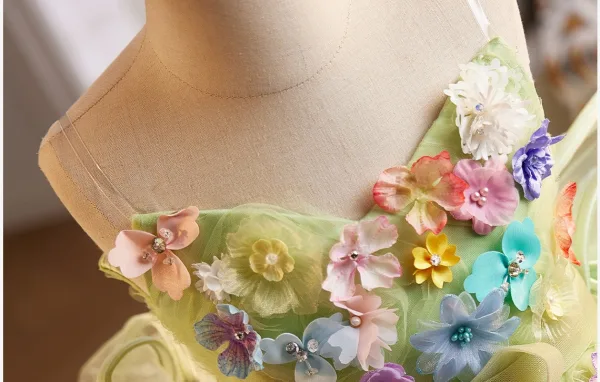 Flower Fairy Sage Green Multi-Colors Appliques Birthday Flower Girl Dresses 2025 Ball Gown Spaghetti Straps Sleeveless Backless Sweep Train