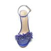Sexy Royal Blue Evening Party Womens Sandals 2022 Ankle Strap 10 cm Stiletto Heels Open / Peep Toe Sandals High Heels