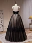 Charming Black Lace Prom Dresses 2023 A-Line / Princess Spaghetti Straps Sleeveless Backless Floor-Length / Long Prom Formal Dresses