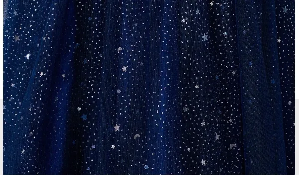 Vintage / Retro Navy Blue Star Sequins Mother Of The Bride Dresses 2025 A-Line / Princess Square Neckline Short Sleeve Backless Floor-Length / Long