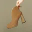 Piękne Brązowy Spadek Zima Przypadkowy Zamszowe Kozaki Damskie 2024 Skórzany 10 cm Blokowe Obcasy Szpiczaste Boots