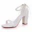 Elegante Weiß Perle Knöchelriemen Sandalen Damen 2025 9 cm Thick Heels Peeptoes Hochzeit Sandaletten Hochhackige