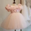 Lovely Candy Pink Short Birthday Flower Girl Dresses 2022 Ball Gown Scoop Neck Puffy Short Sleeve Bow Flower Girl Dresses