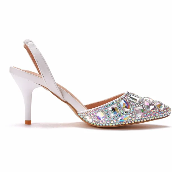 Sexy Multi-Colors Rhinestone Wedding Shoes 2022 7 cm Stiletto Heels Pointed Toe Wedding High Heels
