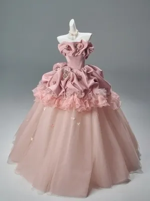 Vintage Rødmende Rosa Appliques Gripende Ruffles Ballkjoler 2026 Ballkjole Strapless Uten Ermer Ryggløse Lange Formelle Kjoler