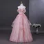 Flower Fairy Blushing Pink Beading Appliques Cascading Ruffles Prom Dresses 2025 Ball Gown Strapless Sleeveless Backless Floor-Length / Long Formal Dresses