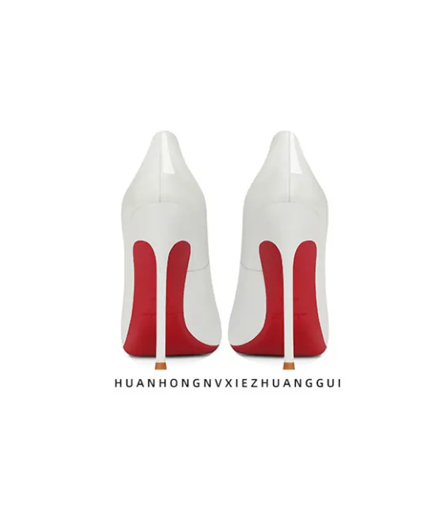 Mooie / Prachtige Kantoor OL Witte Lakleer Pumps 2024 10 cm Naaldhakken / Stiletto Spitse Neus Hoge Hakken