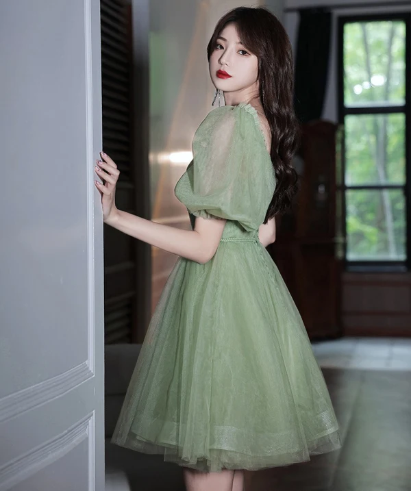 Modest Simple Sage Green Short Homecoming Graduation Dresses 2024 A-Line Princess Short